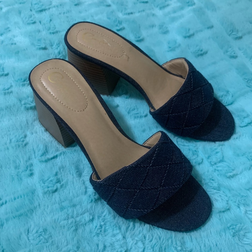 Comfort Denim Wedge Sandals Sz 8 - Picture 7 of 11